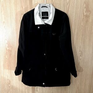 Braetan Black and White Trench Coat with Contrasting Collar